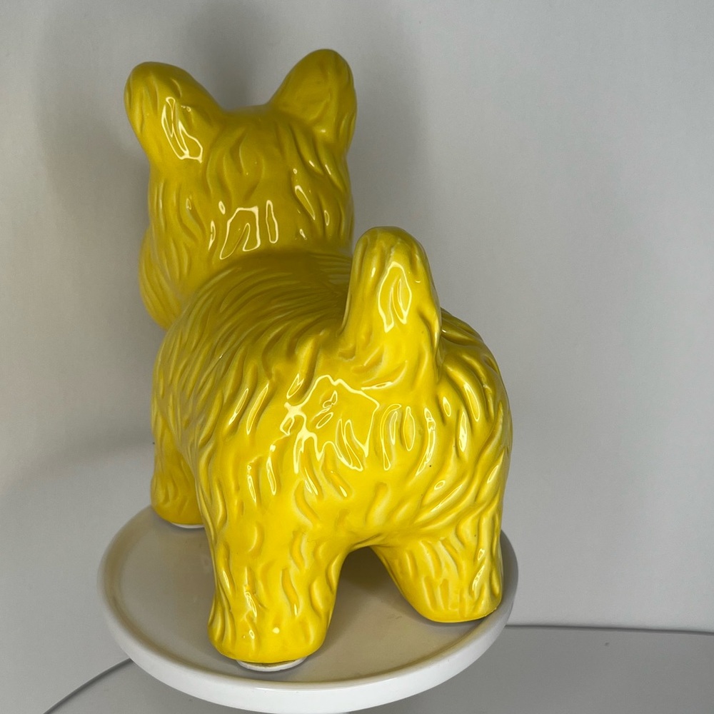 Ceramic Bright Yellow Terrier Dog Statue Home Decor - Picture 5 of 6